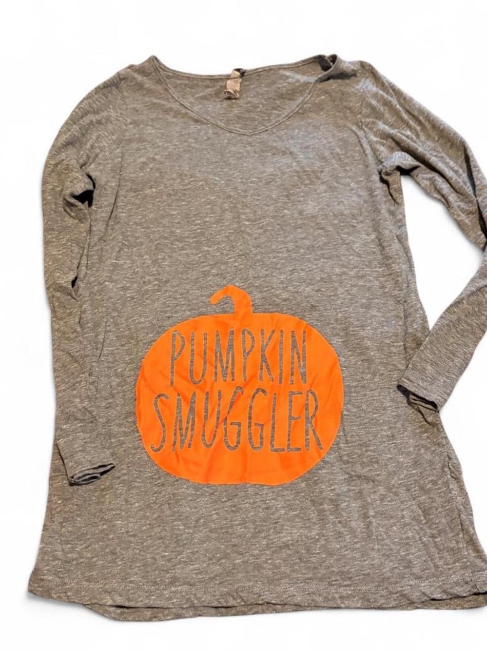 Halloween Maternity “Pumpkin Smuggler” Gray Long Sleeve Tunic